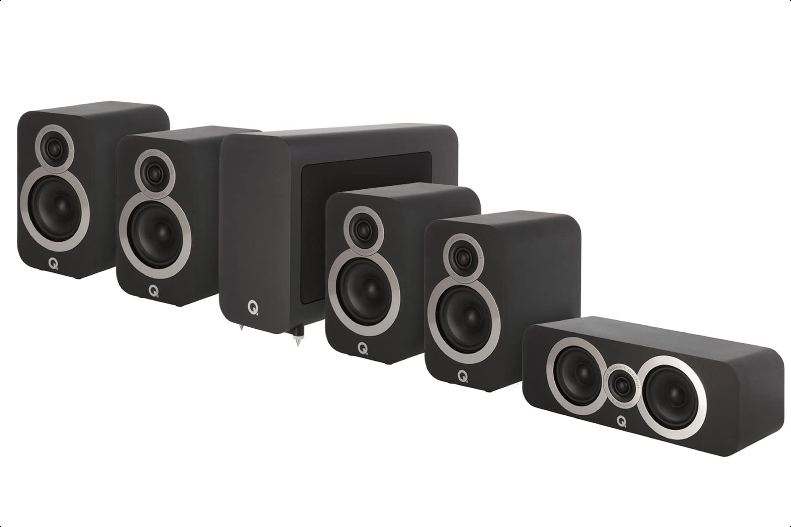خرید از آمازون - Q ACOUSTICS 3000i 5.1 سینمای خانگی 3010i بسته بلندگو (کربنی سیاه) صدای فراگیر سیستم بلندگو غیرفعال