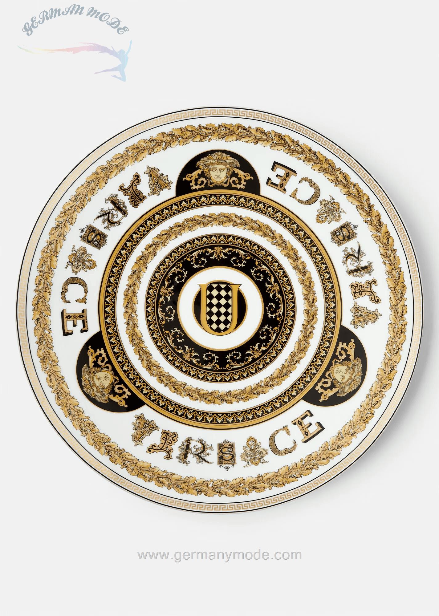 بشقاب کلکسیون حروف الفبا ورساچه ایتالیا VERSACE VIRTUS ALPHABET PLATZTELLER U 33 CM