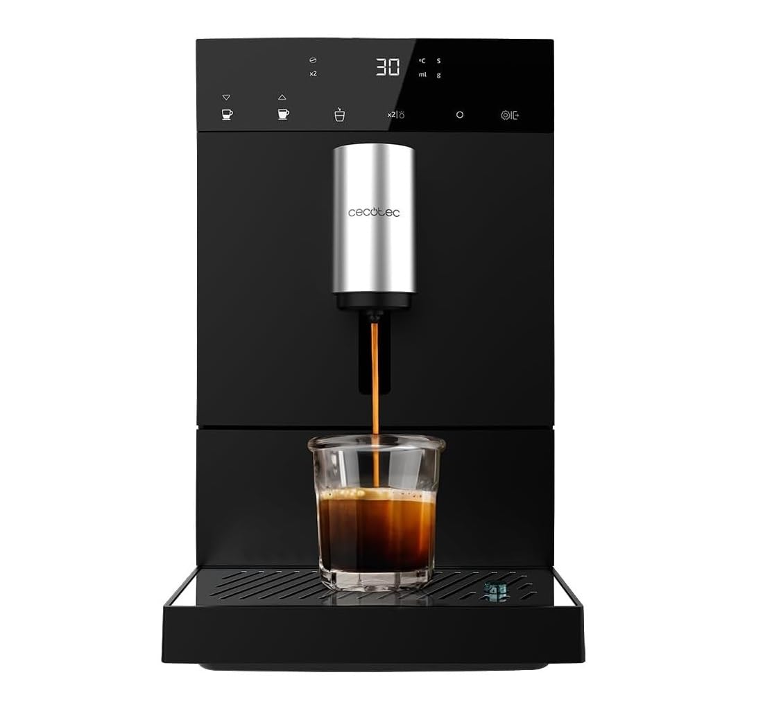 اسپرسو ساز فوق اتوماتیک سکوتک اسپانیا Cecotec Cumbia Cremmaet Compact، با قدرت ۱۳۵۰ وات، فشار ۱۹ بار و سیستم ترموبلاک، مخزن آب ۱.۱ لیتری و ظرف قهوه ۱۵۰ گرم
