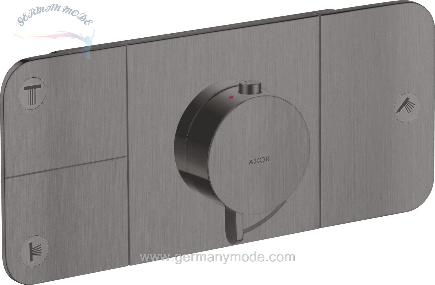 شیر حمام توکار هانس گروهه آلمان Hansgrohe Axor One Thermostatmodul Unterputz für 3 Verbraucher 45713 Brushed Black Chrome 45713340