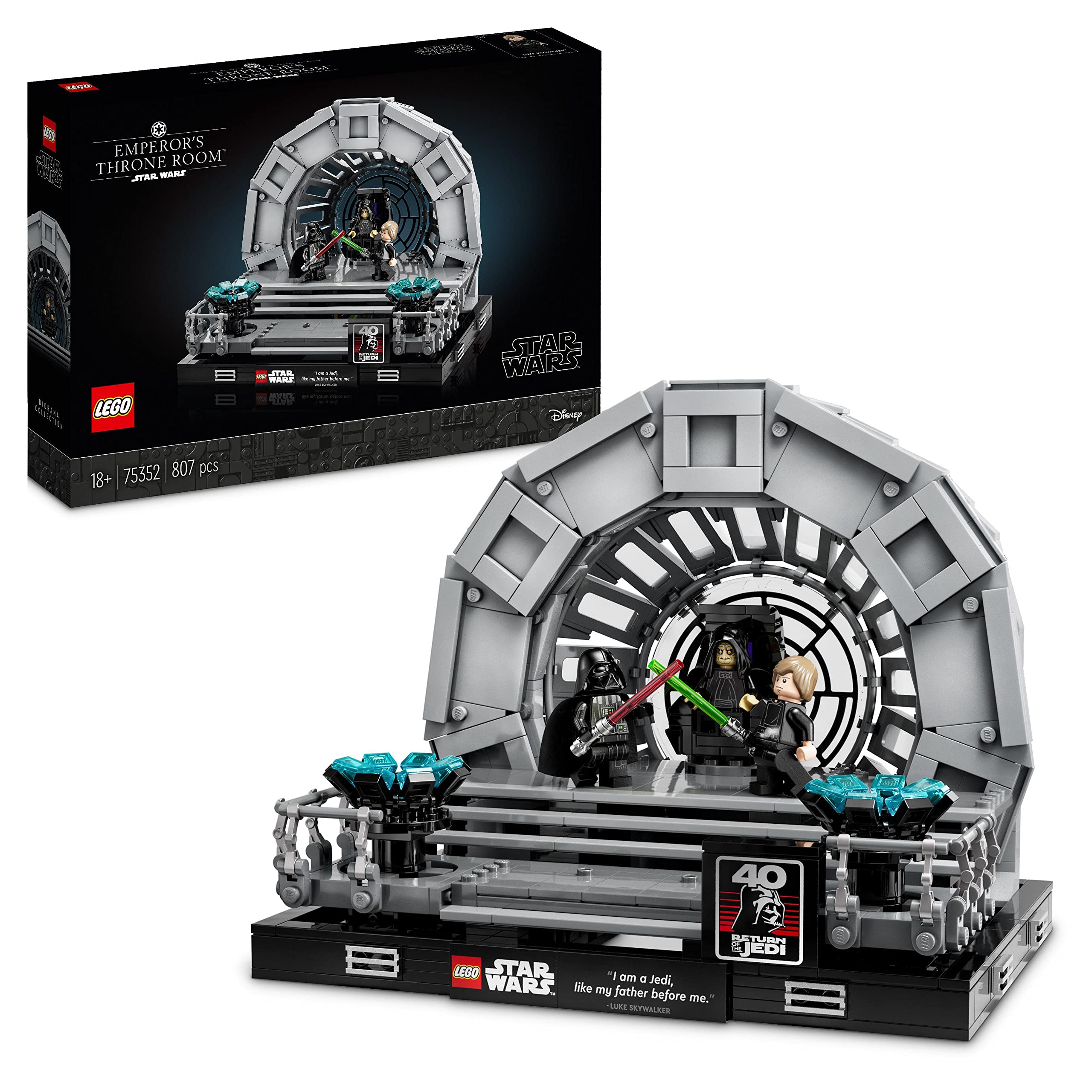 خرید از آمازون - LEGO Star Wars Emperor's Throne Room - Diorama، Return of the Jedi 40th Anniversary Set، هدیه کلکسیونی برای بزرگسالان با Luke Skywalker و Darth Vader Minifigures 75352 Single