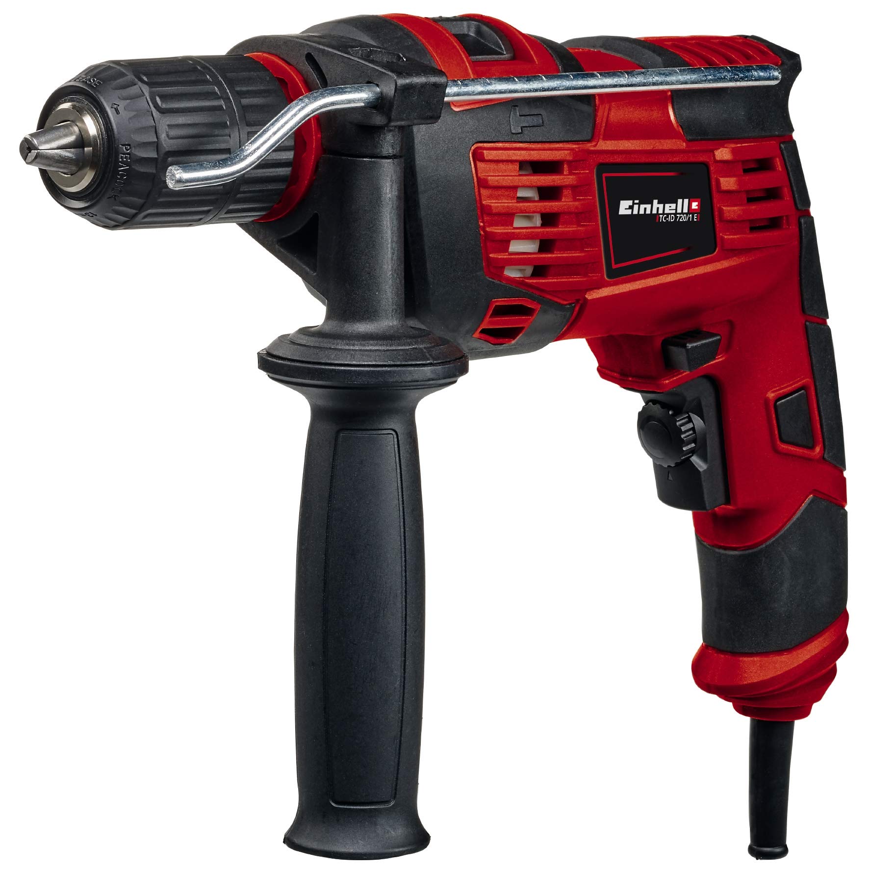 خرید از آمازون - مته ضربه ای Einhell TC-ID 720/1 E (دریل کاری/ ضربه ای، چاک بدون کلید 13 میلی متری، الکترونیک سرعت، چرخش در جهت عقربه های ساعت و خلاف جهت عقربه های ساعت، قفل کار مداوم، دسته اضافی)