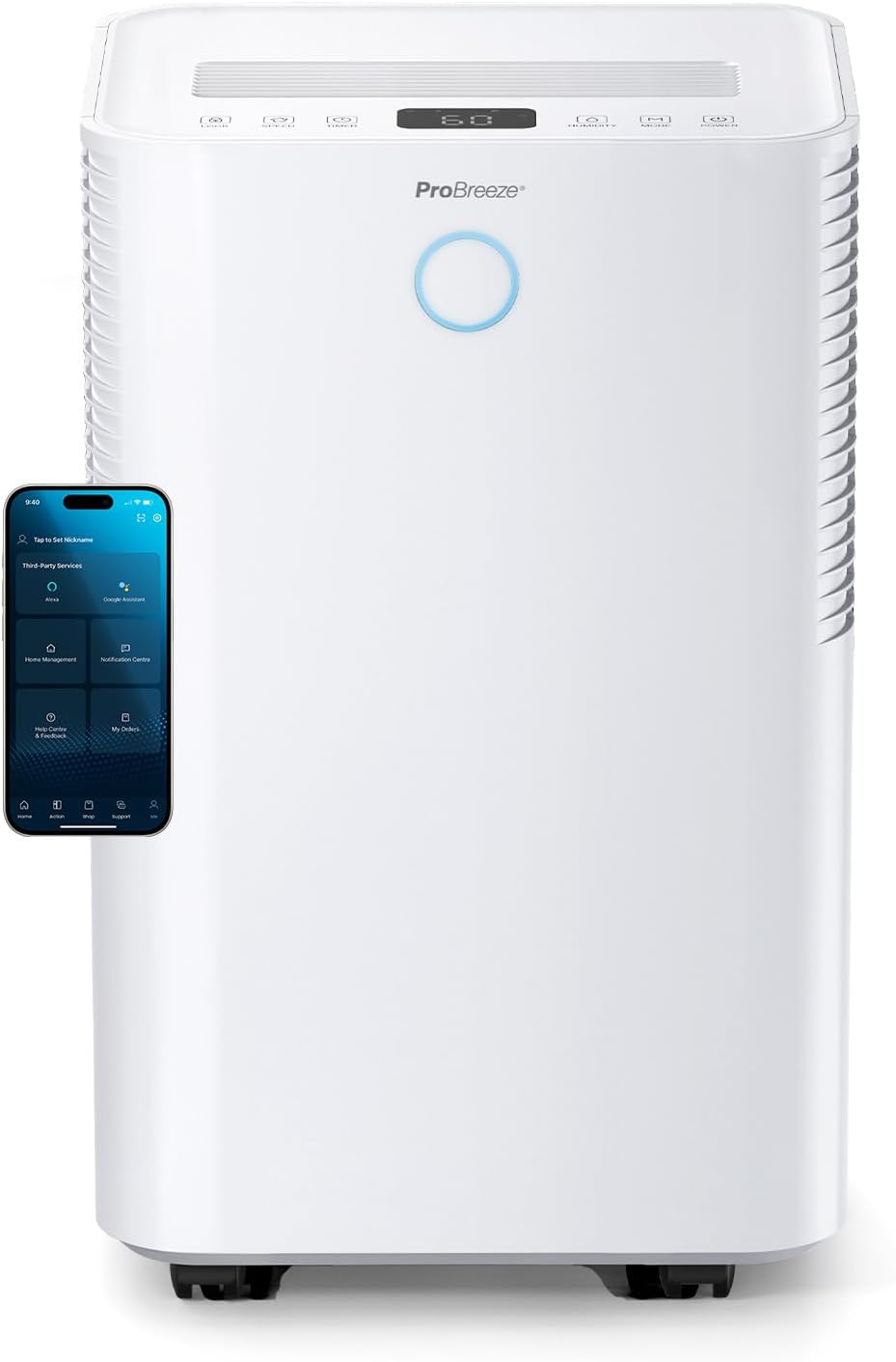 رطوبت‌ گیر Pro Breeze OmniDry با اپلیکیشن و وای‌فای، ظرفیت رطوبت‌گیری 20 لیتر در 24 ساعت ضد کپک 30 متر مربع