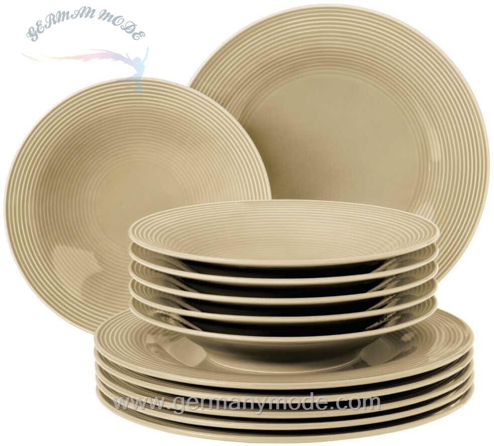 سرویس غذاخوری چینی 12 پارچه 6 نفره سلتمن ویدن آلمانSeltmann Weiden Beat Tafelservice (12-tlg.) Color Glaze sandbeige