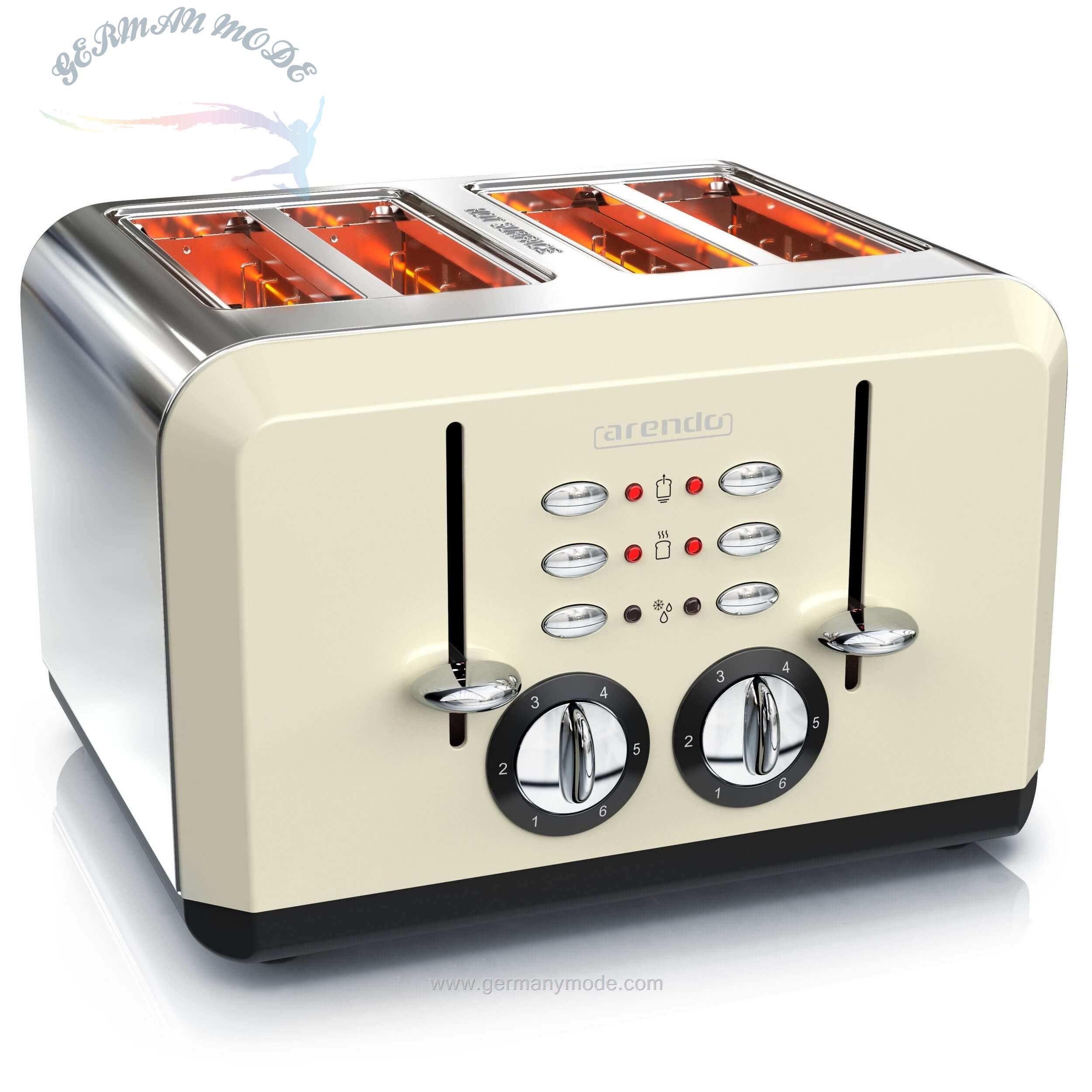 توستر آرندو آلمان Arendo Toaster-4 kurze Schlitze- für 4 Scheiben-1630 W- Automatik Toaster