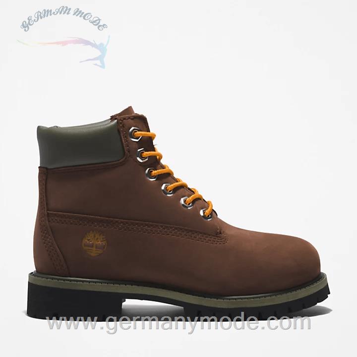 بوت ضد آب بچگانه تیمبرلند آمریکا TIMBERLAND PREMIUM 6 INCH BOOT FÜR JUGENDLICHE IN BRAUN ORANGE
