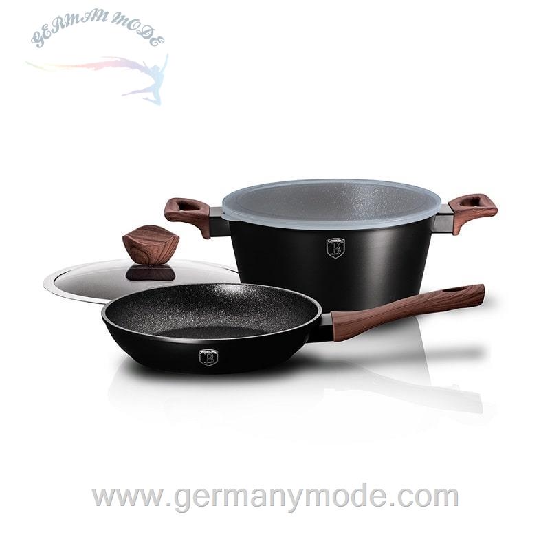 سرویس قابلمه ماهیتابه 4 پارچه برلینگر هاوس مجارستان BerlingerHaus COOKWARE SET BERLINGER HAUS BH/6782 EBONY ROSEWOOD COLLECTION