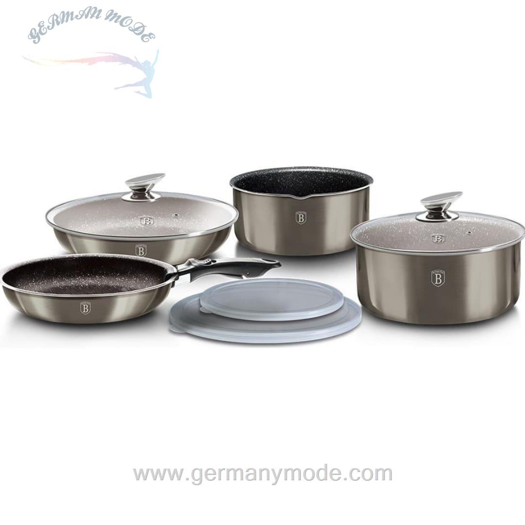 سرویس قابلمه ماهیتابه 9 پارچه برلینگر هاوس مجارستان BerlingerHaus 9-PIECE COOKWARE SET BERLINGER HAUS BH/6148 CARBON COLLECTION