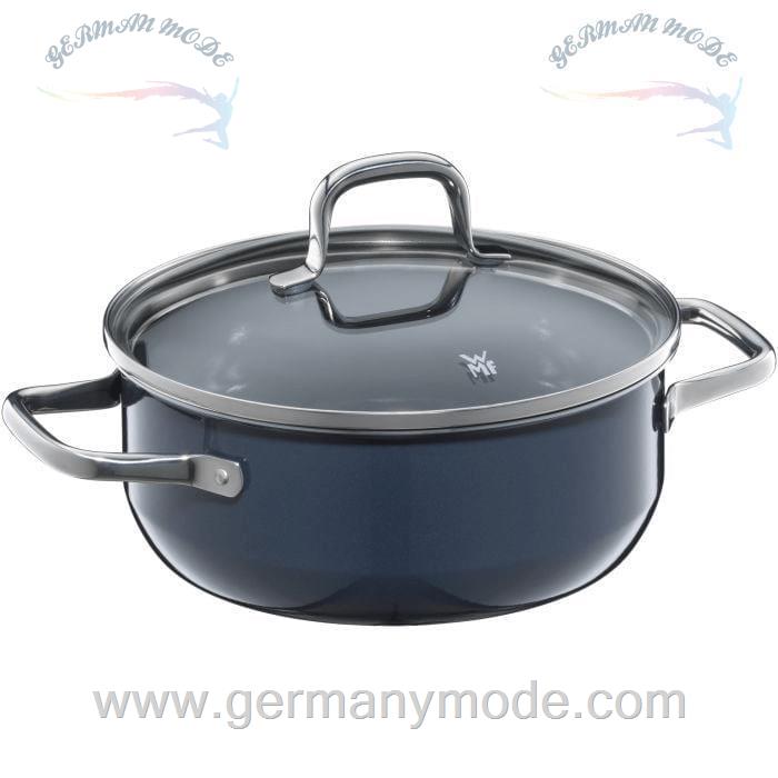 قابلمه 20 سانت درب شیشه ای وی ام اف آلمان WMF FUSIONTEC ESSENTIAL BRATENTOPF MIT DECKEL, 20CM BLUEBERRY