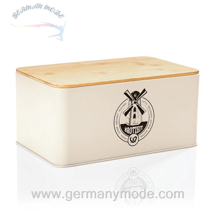ظرف نان فلزی درب چوبی کلارشتاین آلمان Klarstein Stigby 2-in-1 Brotkasten Beige