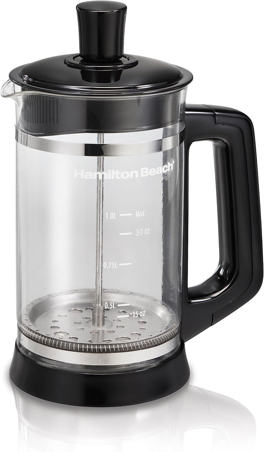 فرنچ پرس همیلتون آمریکا Hamilton Beach 40400R با چسب کف برای قهوه، شکلات داغ یا چای، لیوان، 1 لیتر