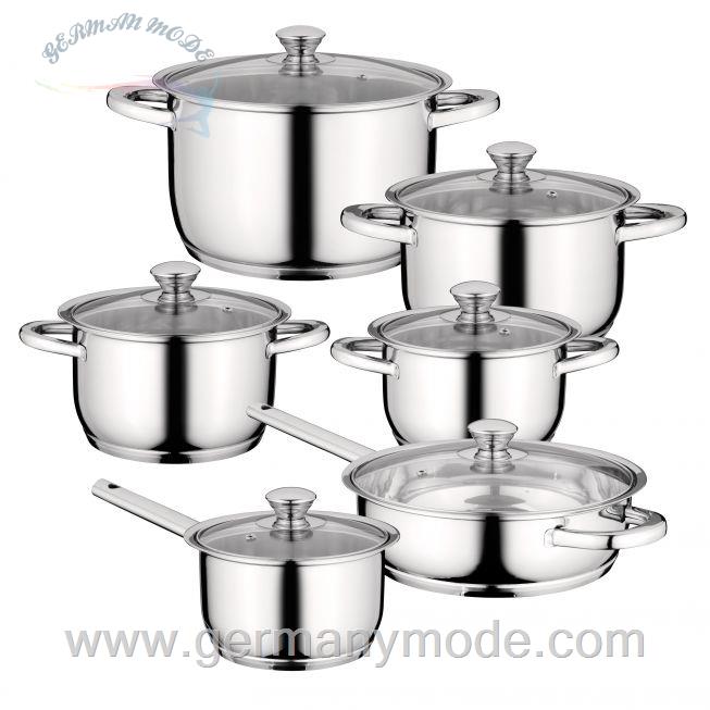 سرویس قابلمه ماهیتابه 12 پارچه برگهف بلژیک Berghoff Kochgeschirr-Set 12-tlg. Gourmet Stainless Steel - Essentials