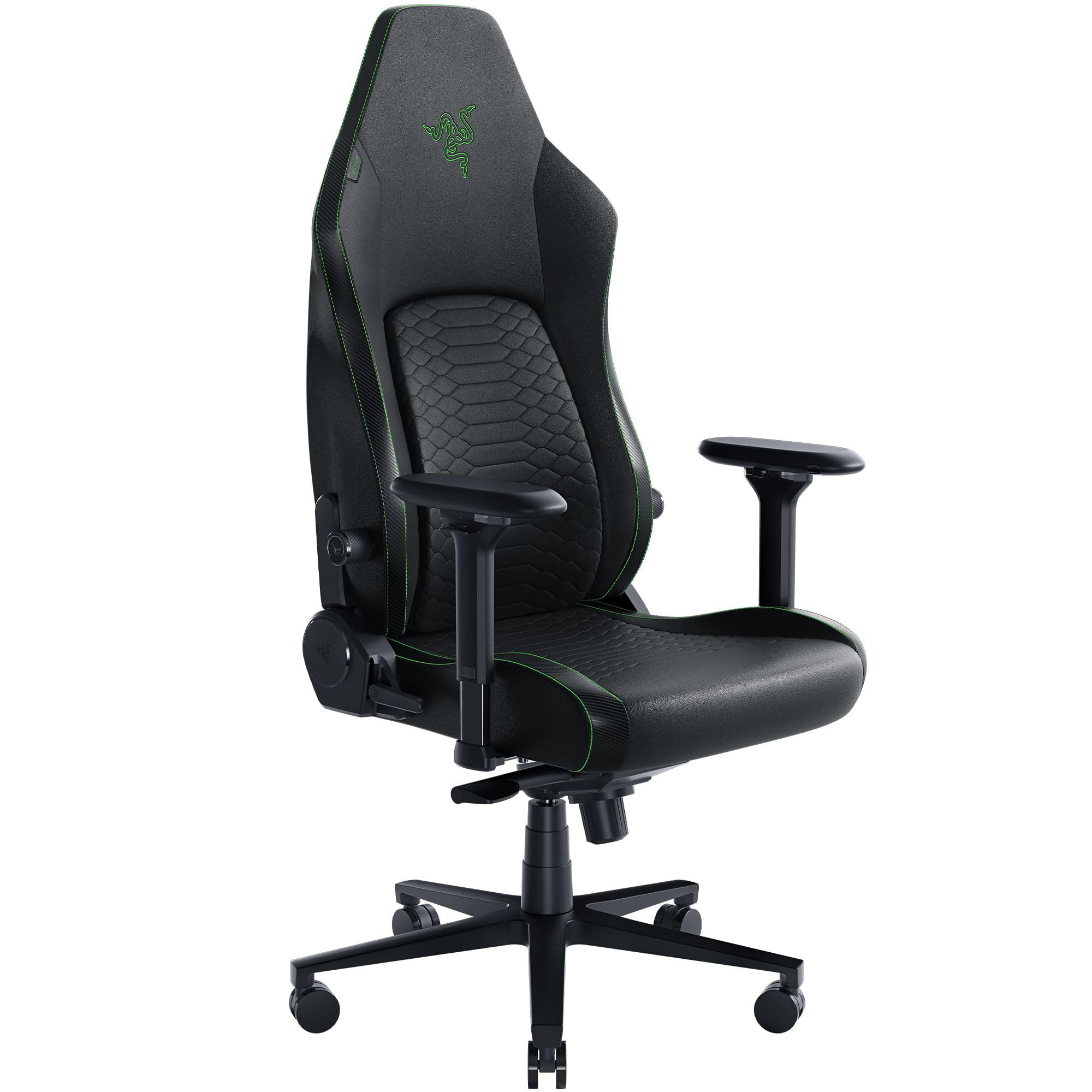 خرید از آمازون - Razer Iskur V2 - صندلی بازی با پشتیبان تطبیقی کمر (بالشتک ساخته شده از فوم با چگالی بالا، چرم مصنوعی EPU بدون حلال سازگار با محیط زیست، تکیه گاه بازوهای 4 بعدی) Green Green Iskur V2