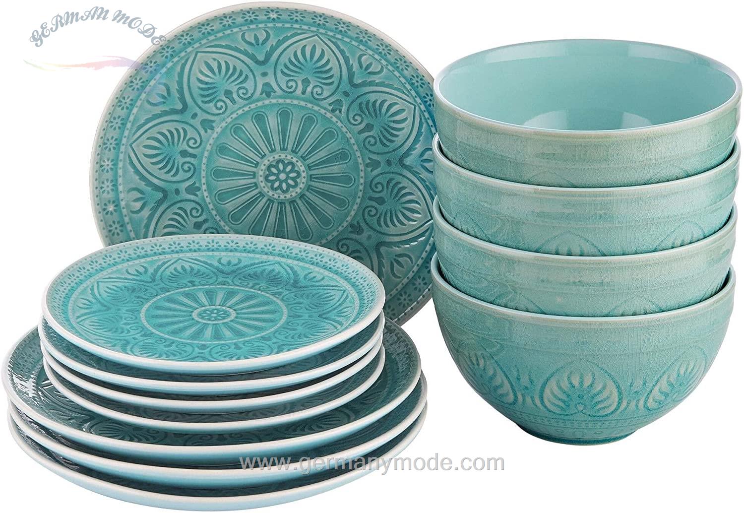 سرویس غذاخوری سرامیک 12 پارچه 4 نفره باتلرز سوماترا Butlers Geschirr-Set Sumatra (12-tlg.) Turquoise