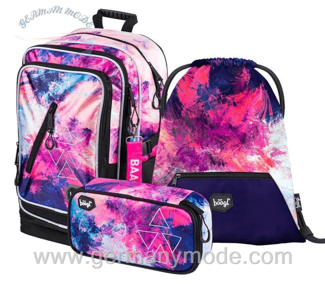ست 3 تایی کوله پشتی مدرسه کوله ورزشی جامدادی دخترانه بگل Baagl Abstract Rucksack Set 3tlg Rucksack Federmäppchen Turnbeutel