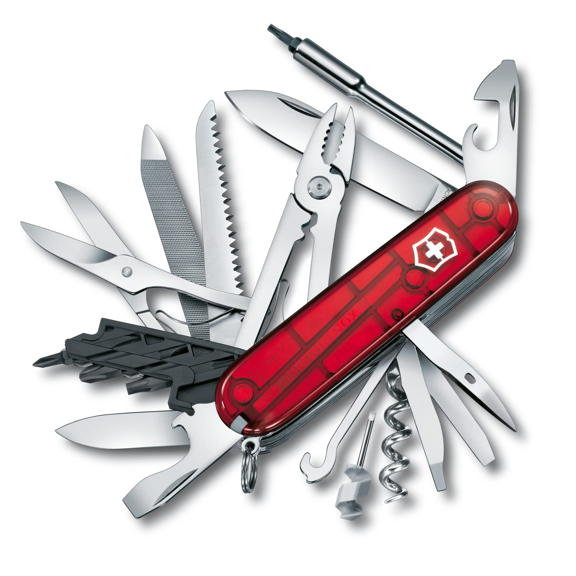 خرید از آمازون - چاقوی جیبی ویکتورینوکس Cyber Tool L (39 کاره، فایل فلزی، کلید بیت، خودکار، انبردست) تک قرمز