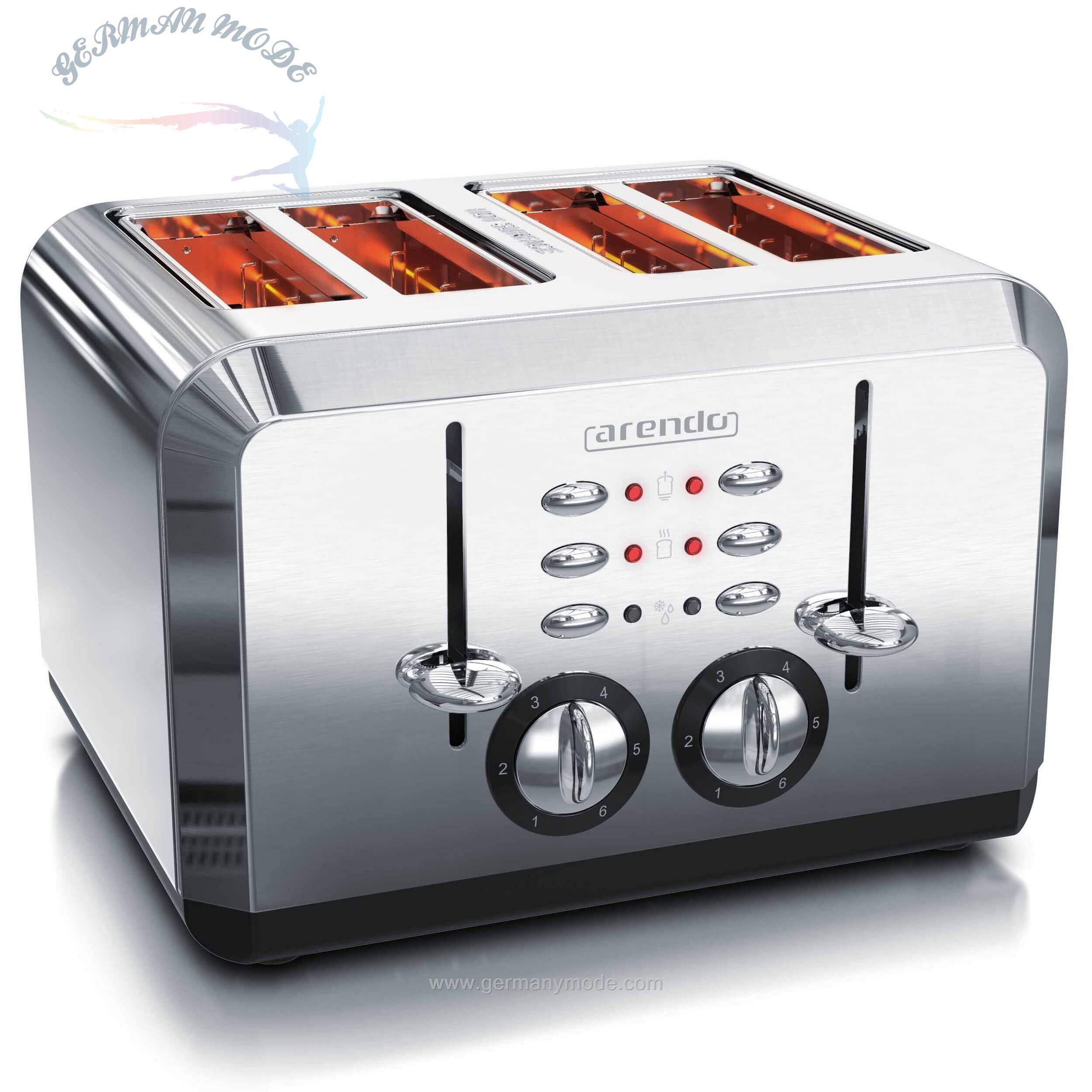 توستر آرندو آلمان Arendo Toaster- 4 kurze Schlitze- für 4 Scheiben- 1630 W- Automatik c