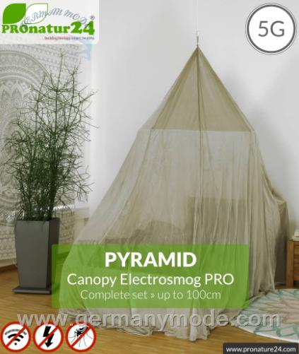 ست پشه بند کفپوش ضد امواج الکترومغناطیسی و RF تخت تک نفره پرونیچر المان Pronature Shielding canopy Electrosmog PRO in a set | PYRAMID