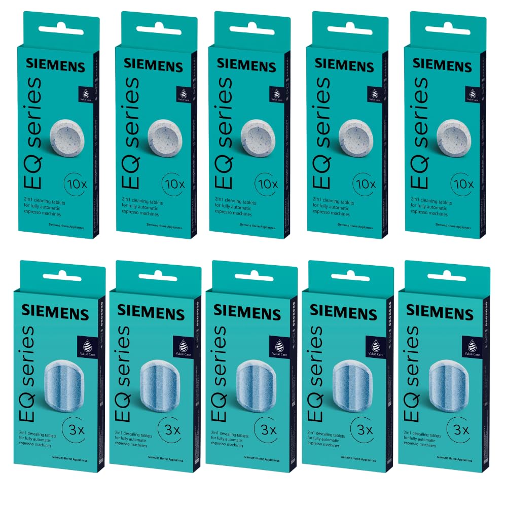 خرید از آمازون - قرص تمیزکننده SIEMENS TZ80001+ TZ 80002 50 + 15 قرص رسوب زدا برای دستگاه های قهوه ساز تمام اتوماتیک سری EQ
