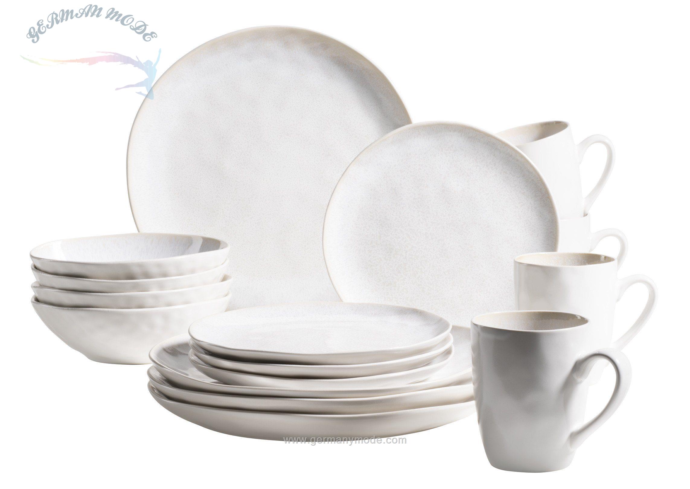 سرویس غذاخوری سرامیک 16 پارچه 4 نفره ماسر اتریش Mäser Kombiservice Frozen (16-tlg.) weiß