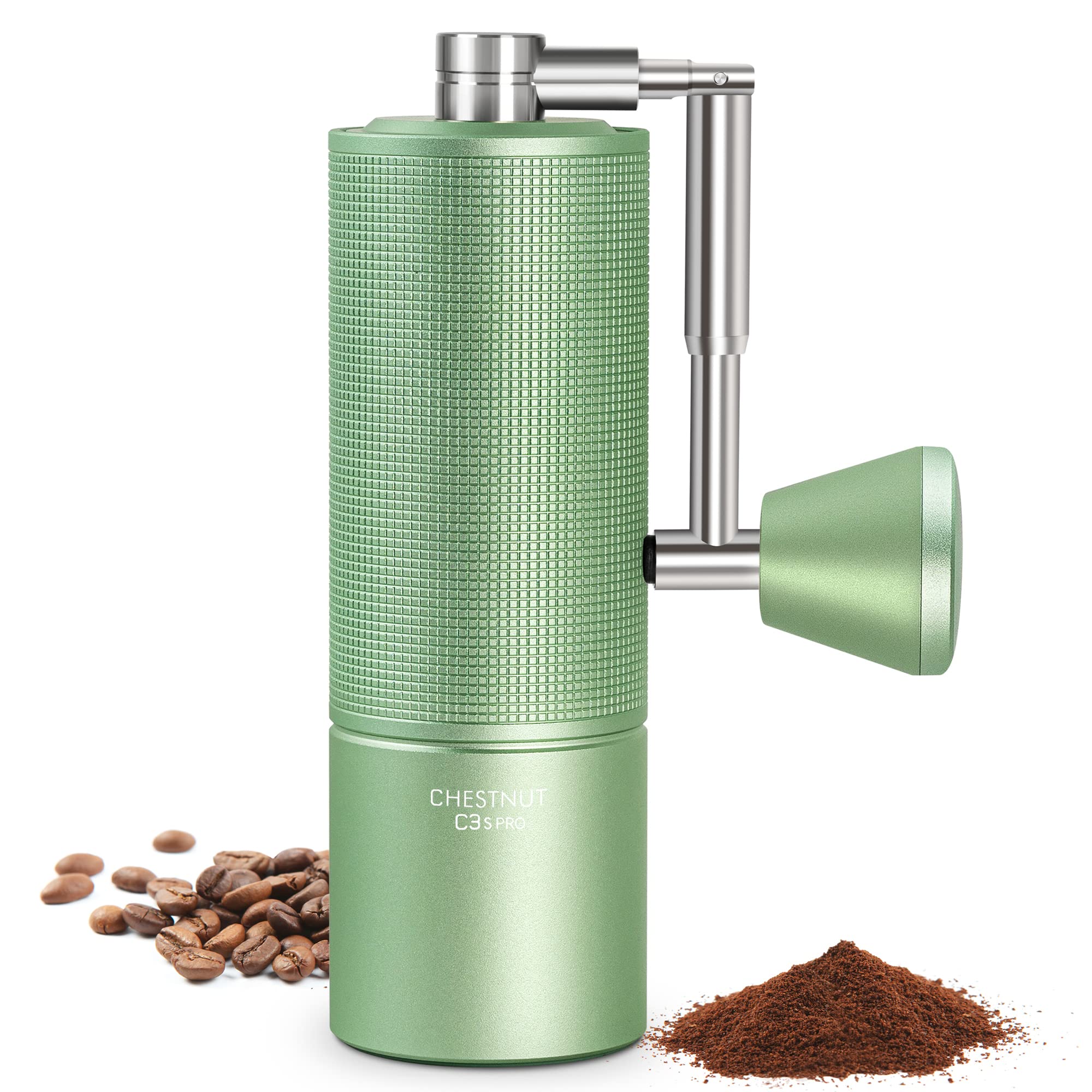 خرید از آمازون - آسیاب قهوه دستی Chestnut C3s PRO TIMEMORE، محفظه تمام فلزی یکپارچه ارتقاء دهید، آسیاب قهوه دستی با دسته تاشو، برای اسپرسو به فرنچ پرس - سبز C3s Pro Green