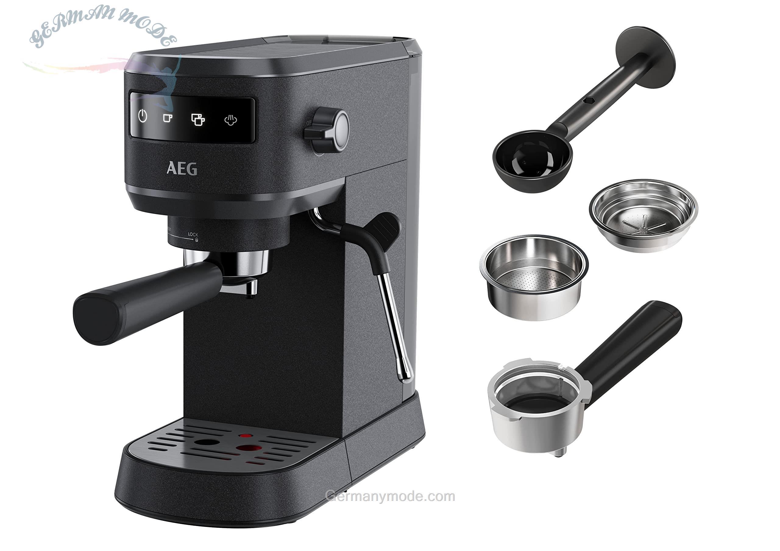 اسپرسو ساز آاگ آلمان AEG EC6-1-6BST Espresso طراحی باریک فناوری ترموبلاک فشار ۱۵ بار صفحه کنترل لمسی