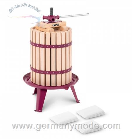 دستگاه پرس و آبگیری میوه دستی رویال کترینگ آلمان Royal Catering Obstpresse - manuell - Holz - 18 L - Holzblöcke, Druckplatte und 3 Presstücher RCWP-18LW