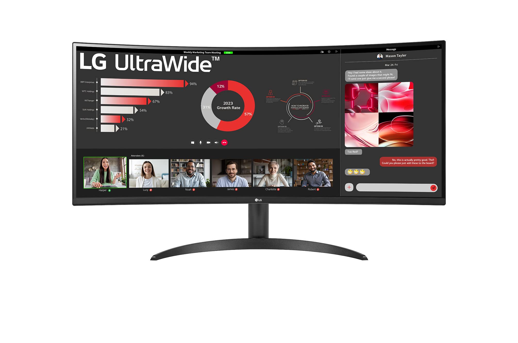 خرید از آمازون - مانیتور ال‌جی UltraWide 21:9 خمیده QHD 34WR50QC-B - 34 Zoll، HDR10، PBP-Modus، کنترل روی صفحه، AMD FreeSync، 100Hz، Schwarz