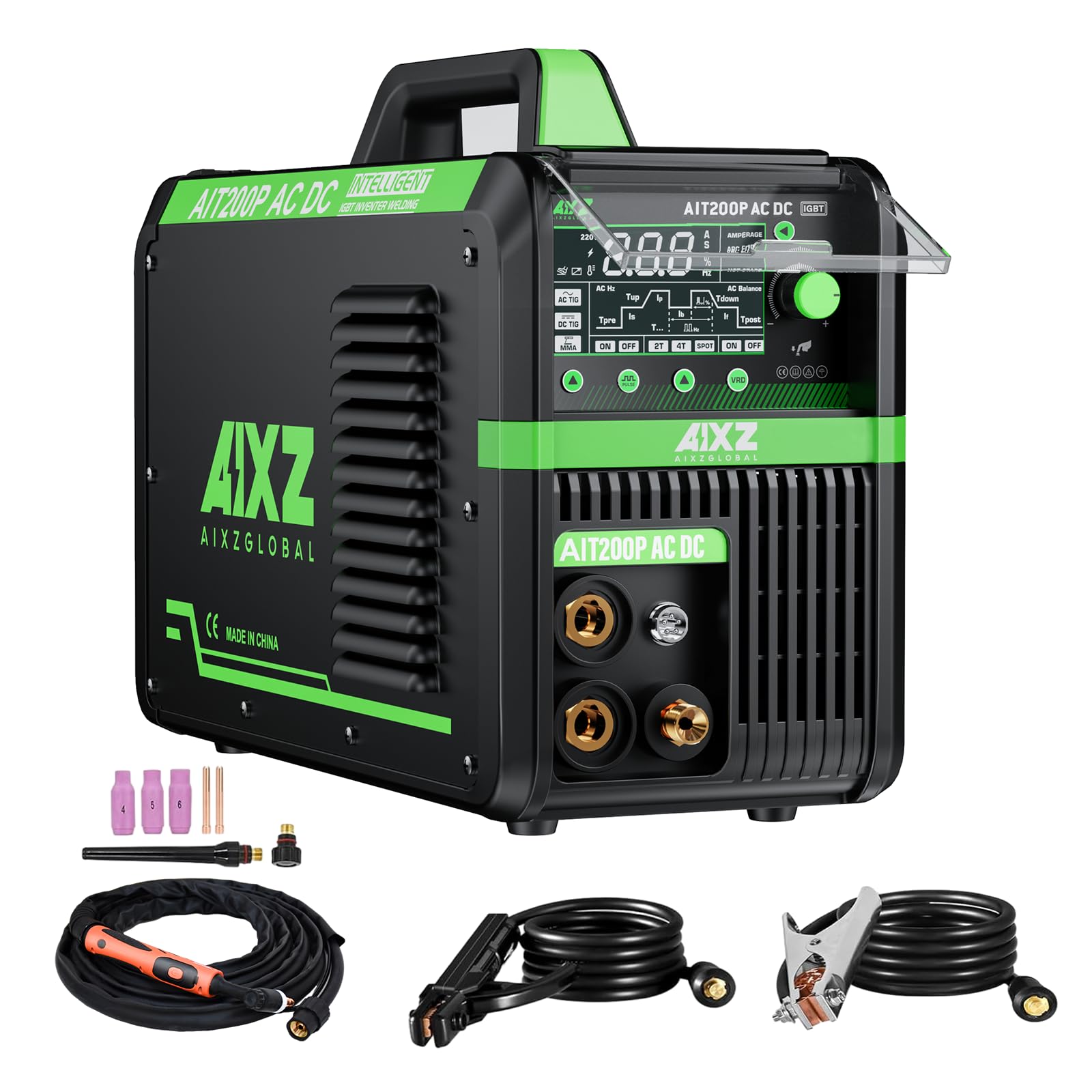 خرید از آمازون - AIXZGLOBAL 200A TIG Welder AC/DC دستگاه جوش TIG فرکانس بالا با عملکرد پالس 5 در 1 TIG TIG Welding 220V with IGBT 2T/4T LED Display Digital Pulse Welding Machine 200PACDC