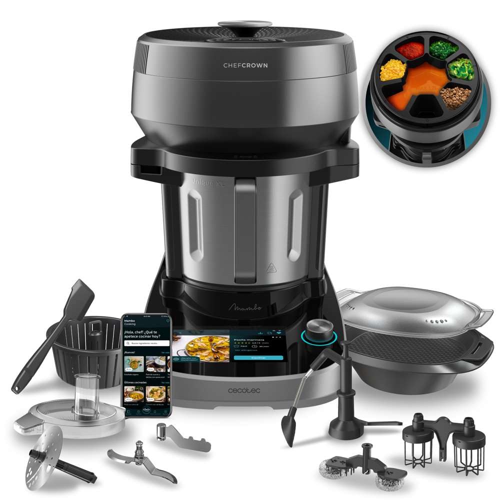 مولتی کوکر چندکاره سکوتک اسپانیا ربات آشپزخانه Cecotec با ظرف غذای Mambo CooKing Unique. ۲۲۰۰ وات، ۴۵ عملکرد