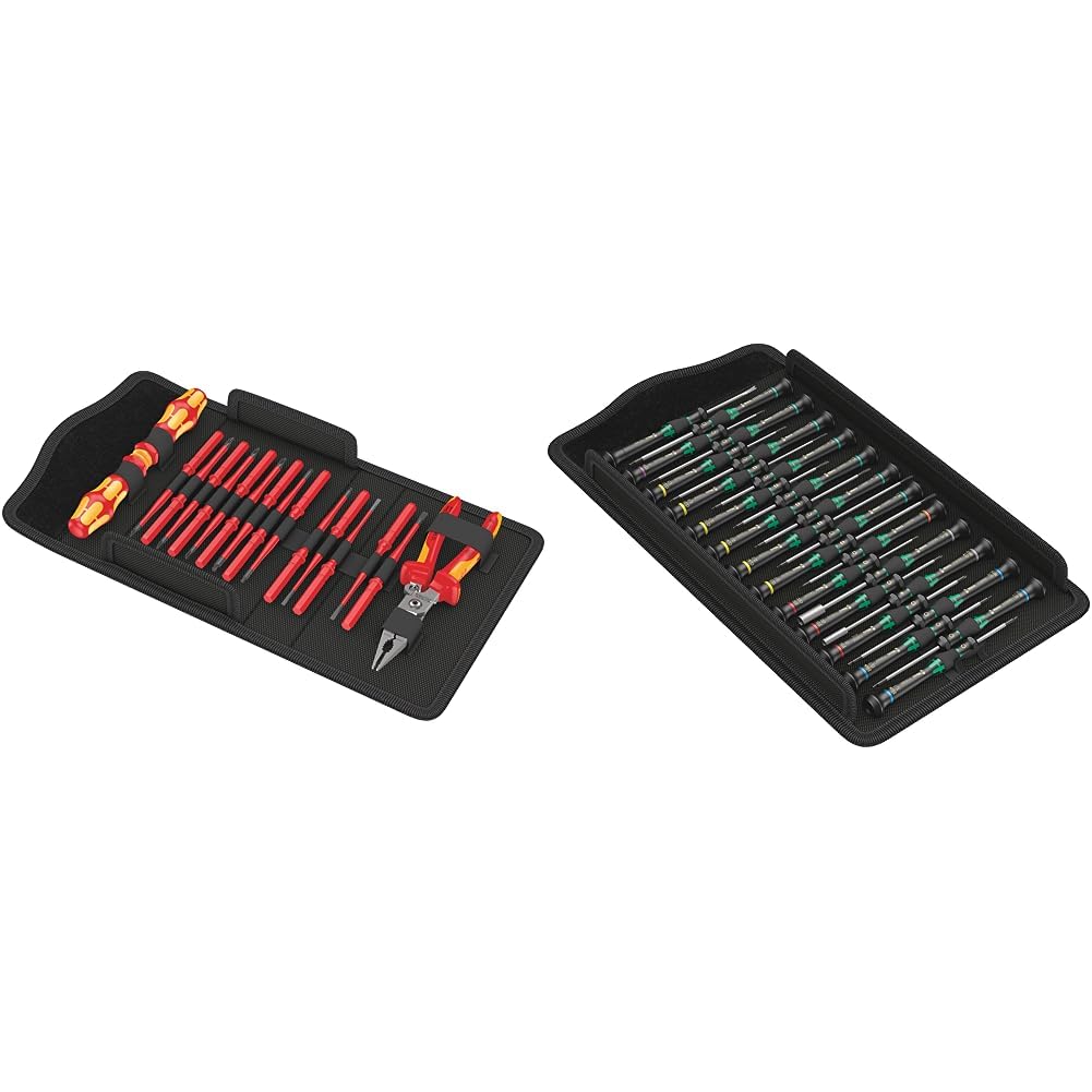 خرید از آمازون - Wera 05136027001 Kraftform Kompakt VDE 17 extra slim 1, عایق پیچ گوشتی 17 عددی & 05134000001 Kraftform Micro Big Pack 1 ست پیچ گوشتی بسته 25 عددی با ست پیچ گوشتی