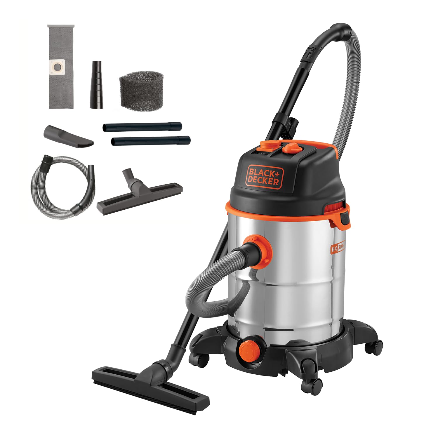 جارو برقی مرطوب و خشک بلک ان دکر آمریکا BLACK+DECKER BXVC30XTDE با سوکت یکپارچه برای ابزار برقی (1600 وات، 30 لیتر)