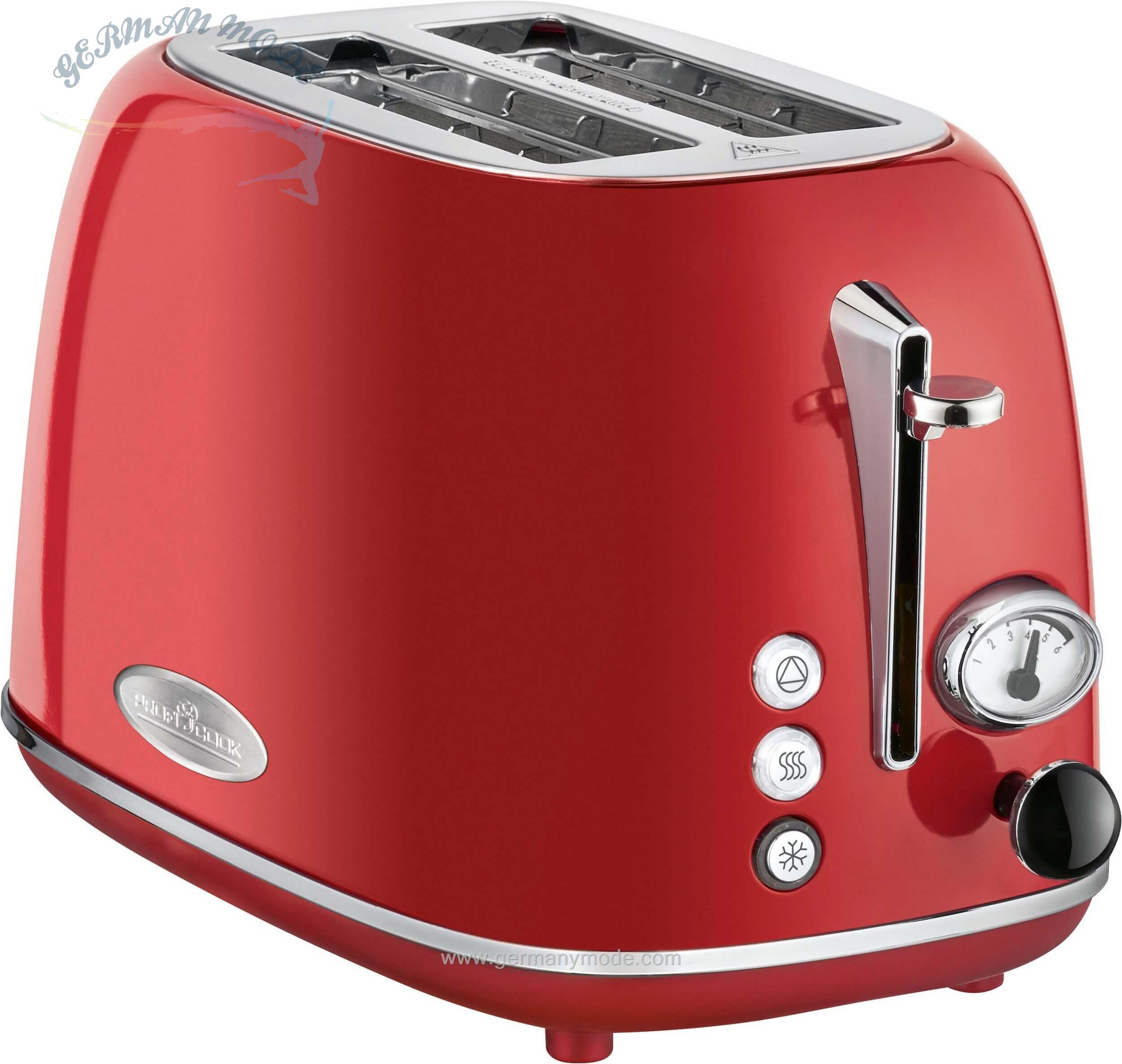 توستر پروفی کوک آلمان ProfiCook Toaster PC-TA 1193- 2 kurze Schlitze-für 2 Scheiben- 815 W- rot