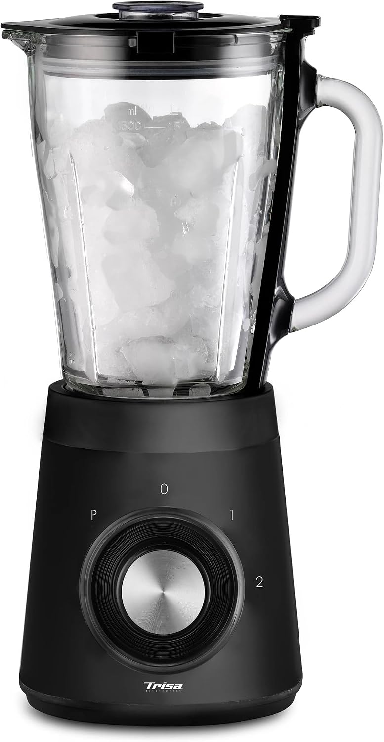مخلوط کن تریزا سوئیس Trisa Standmixer Diners Edition ظرف شیشه‌ای ۱.۵ لیتری، ۲ حالت سرعت، عملکرد پالس، تیغه استیل ضد زنگ، قابل جدا شدن، برای اسموتی و یخ خرد شده