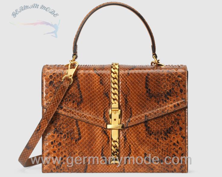 کیف مجلسی زنانه گوچی ایتالیا GUCCI Kleine Sylvie 1969 Henkeltasche aus Pythonleder ‎602781 LU30G 2829