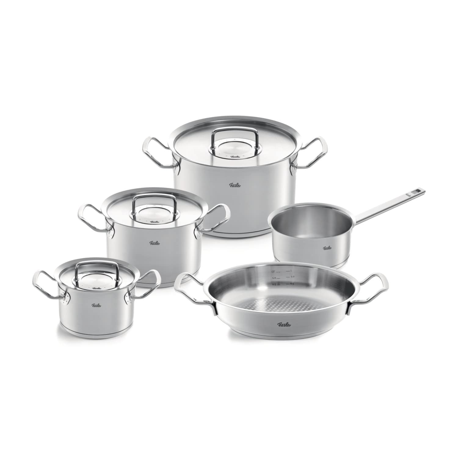 خرید از آمازون - Fissler Original-Profi Collection / ست قابلمه استیل 5 عددی قابلمه با درب فلزی (3 قابلمه شامل درب، 1 تابه، 1 قابلمه) - القایی