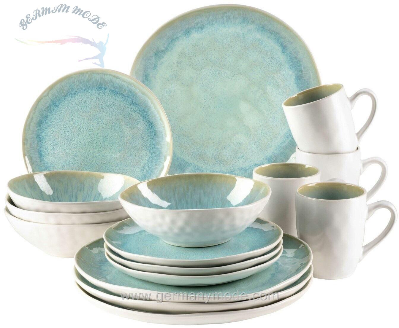سرویس غذاخوری سرامیک 16 پارچه 4 نفره ماسر اتریش Mäser Kombiservice Frozen (16-tlg.) grün