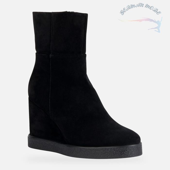 نیم بوت زنانه جی اوکس ایتالیا GEOX STIEFELETTEN MIT KEILABSATZ Elidea Wedge Dame Schwarz