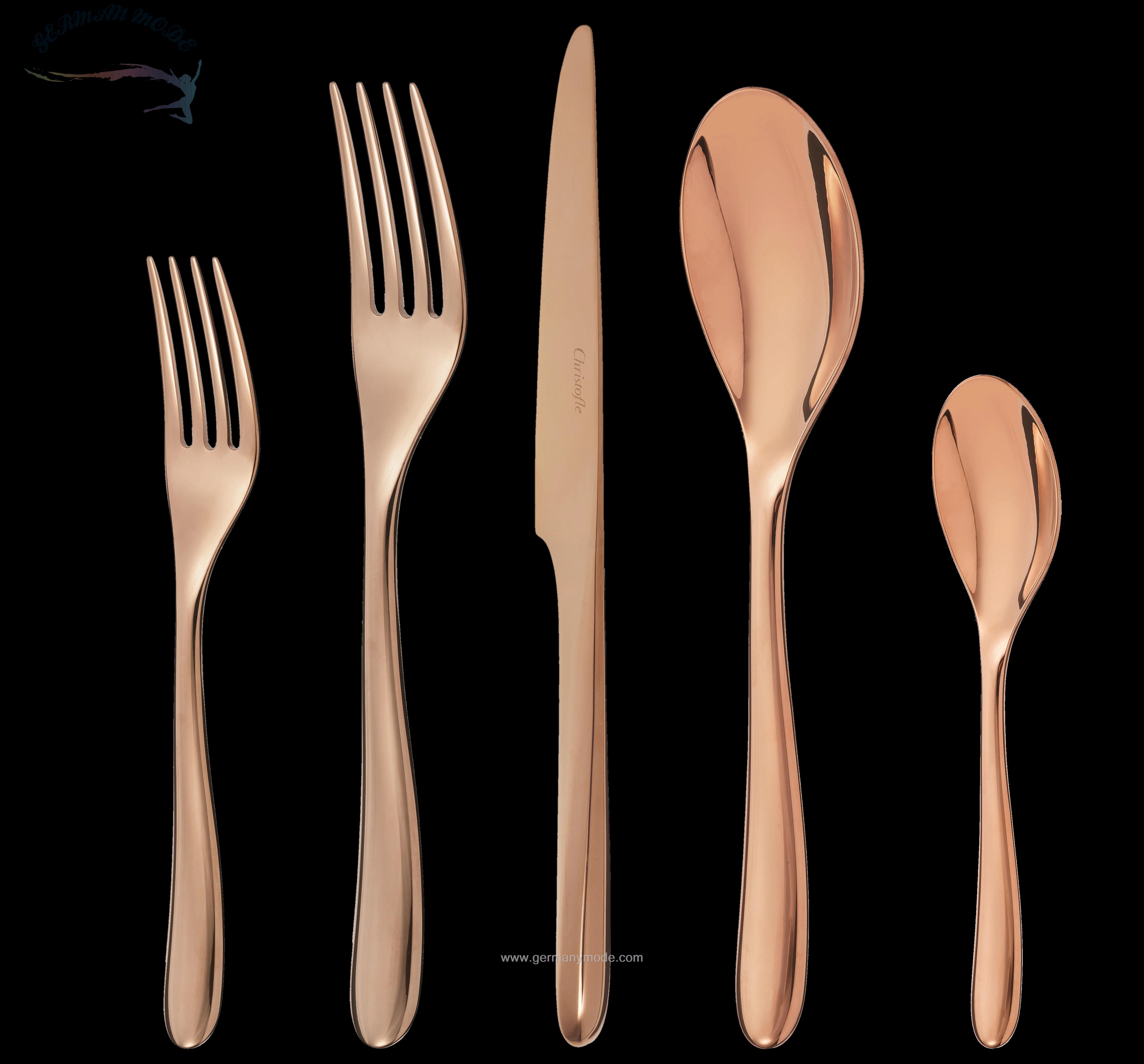 سرویس قاشق چنگال 5 پارچه کریستوفل فرانسه CHRISTOFLE L'AME DE 5-Piece Copper Stainless Steel Place Setting