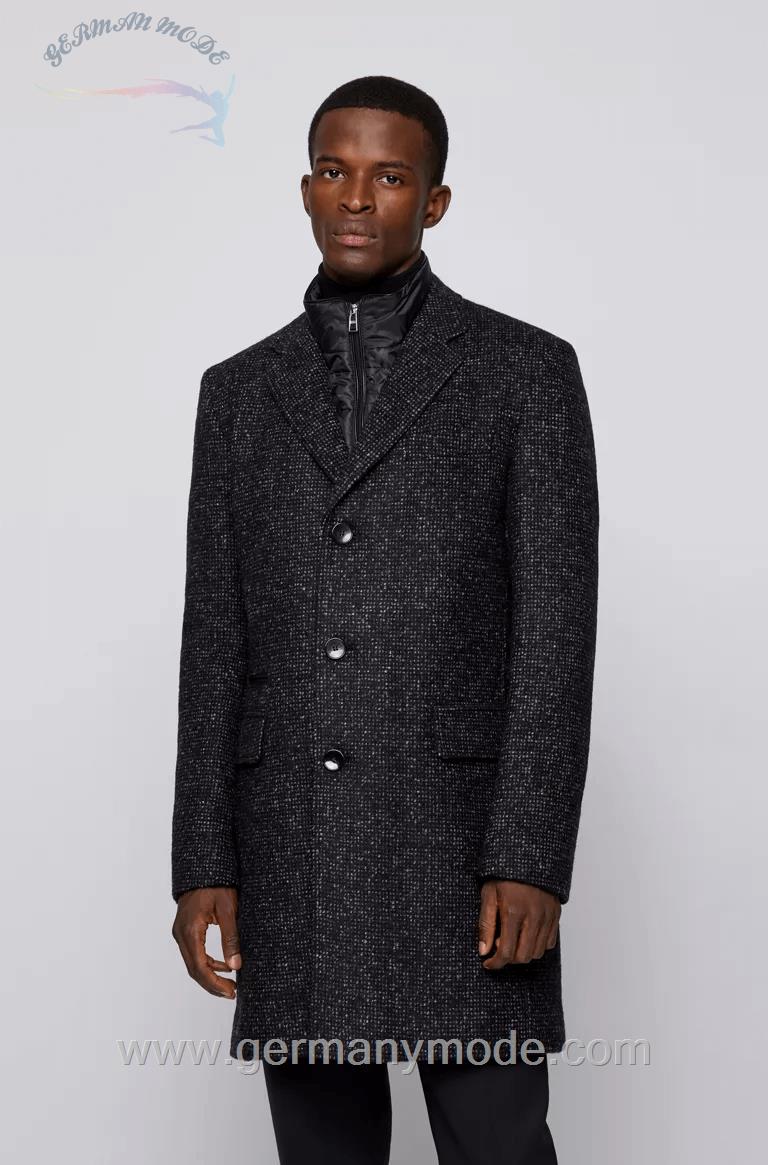 پالتو مردانه هوگو باس آلمان BOSS HUGO SLIM-FIT MANTEL AUS WOLL-MIX MIT REISSVERSCHLUSS-EINSATZ