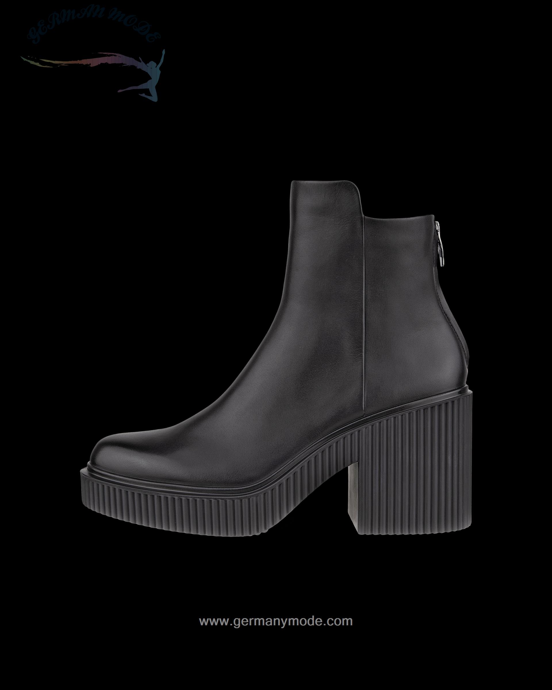 نیم بوت زنانه اکو دانمارک ECCO FLUTED HEEL Damen Ankle Boot aus Leder Schwarz