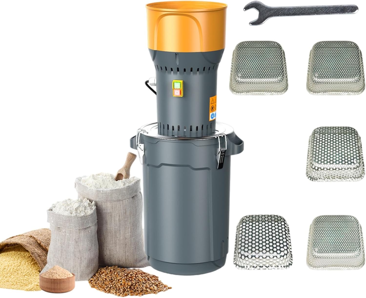 آسیاب غلات و قهوه برقی صنعتی 25 لیتری، آسیاب غلات با 5 غربال آسیاب، آسیاب غلات 1300 واتی با تیغه فولادی ضد زنگ، آسیاب دانه الکتریکی 300 کیلوگرم در ساعت برای تولید ادویه، غلات و خوراک
