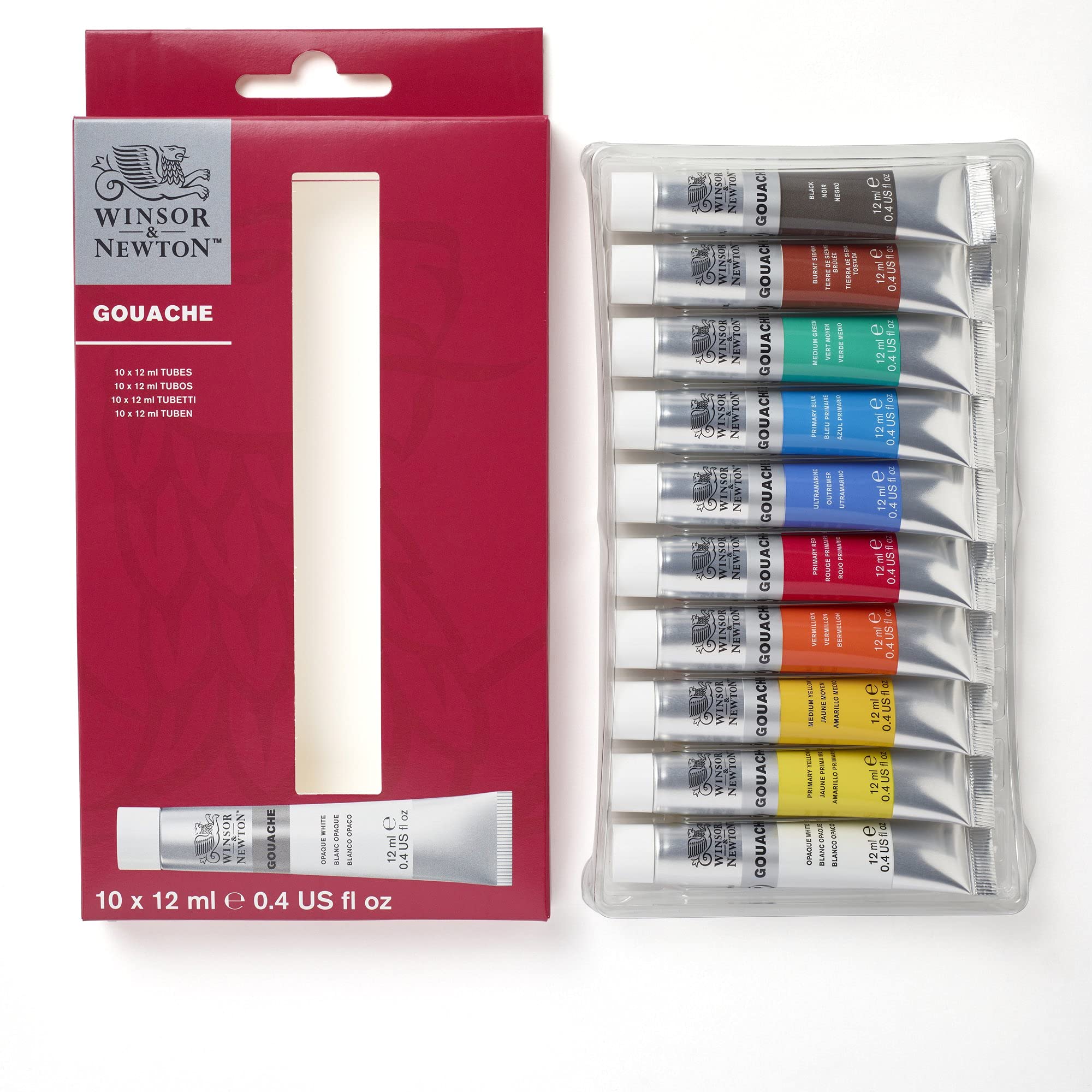 خرید از آمازون - ست استارتر گواش Winsor & Newton 0890001، رنگ های گواش مات پر جنب و جوش در لوله های 12 میلی لیتری - 10 رنگ