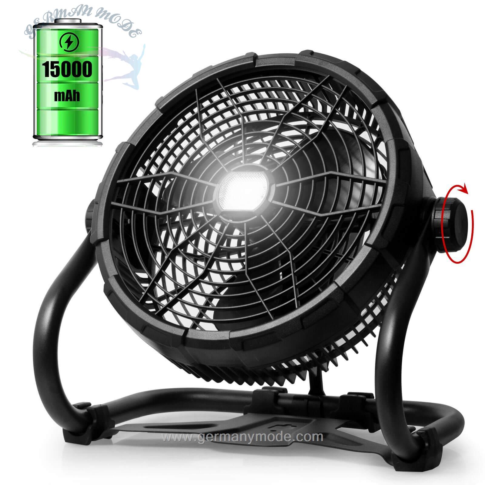 پنکه برقی رومیزی گوتول Gotoll Bodenventilator GLX45BK- LED Windmaschine- mit 15000mAh