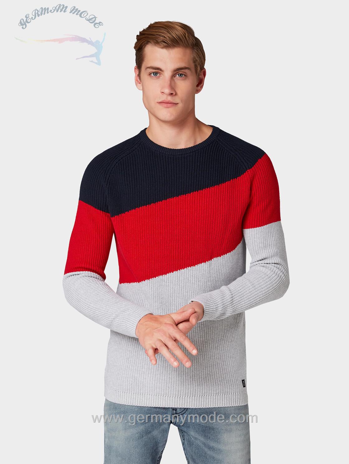 پلیور مردانه تام تیلور (آلمان) DIAGONAL GESTREIFTER STRICKPULLOVER