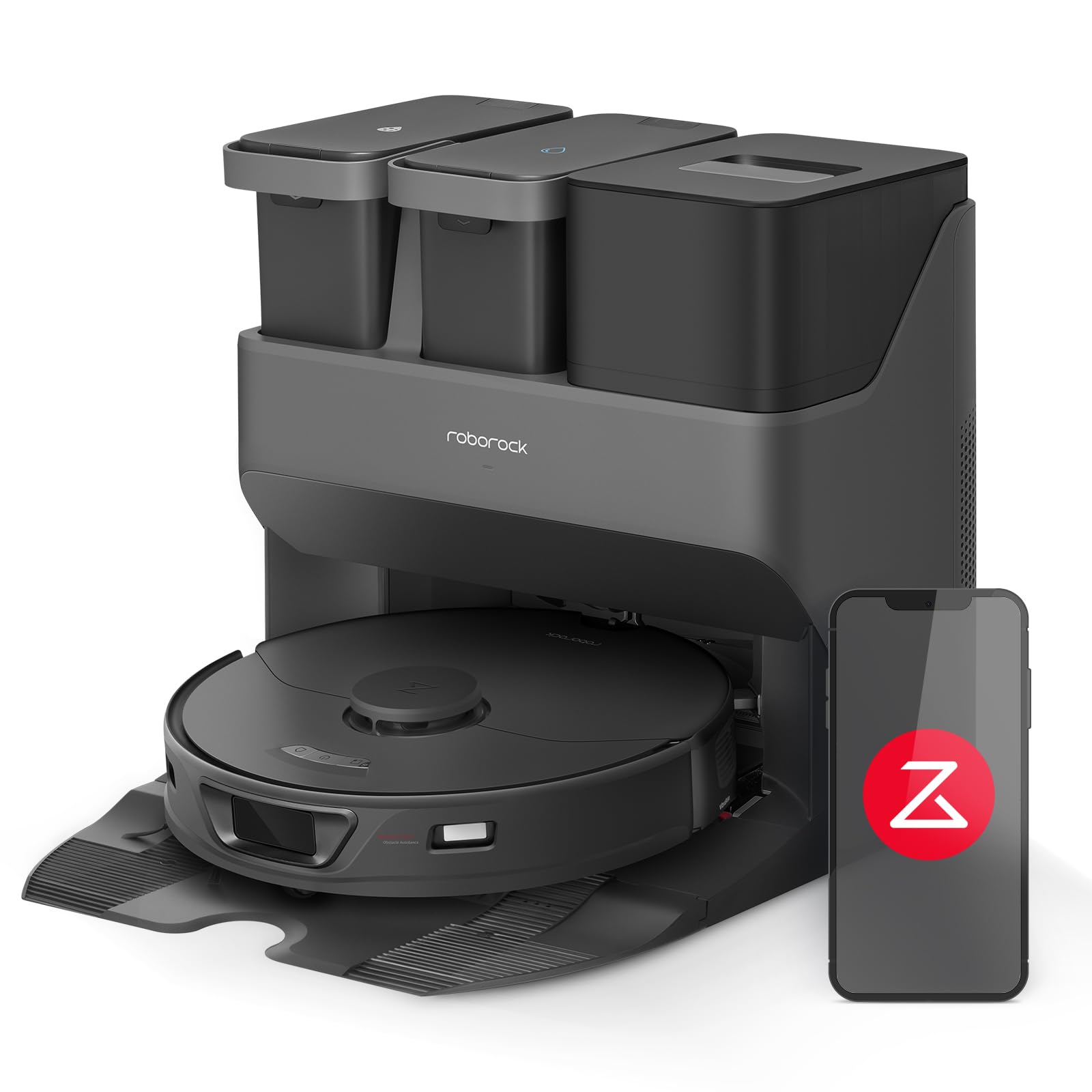 جارو رباتیک ربات جاروبرقی roborock S7 Max Ultra با ایستگاه خود تخلیه/خودشستشو/خود خشک شونده/خود پرکننده/خود تمیز شونده (5500 Pa، اجتناب از مانع فعال، برنامه/کنترل صوتی) مشکی