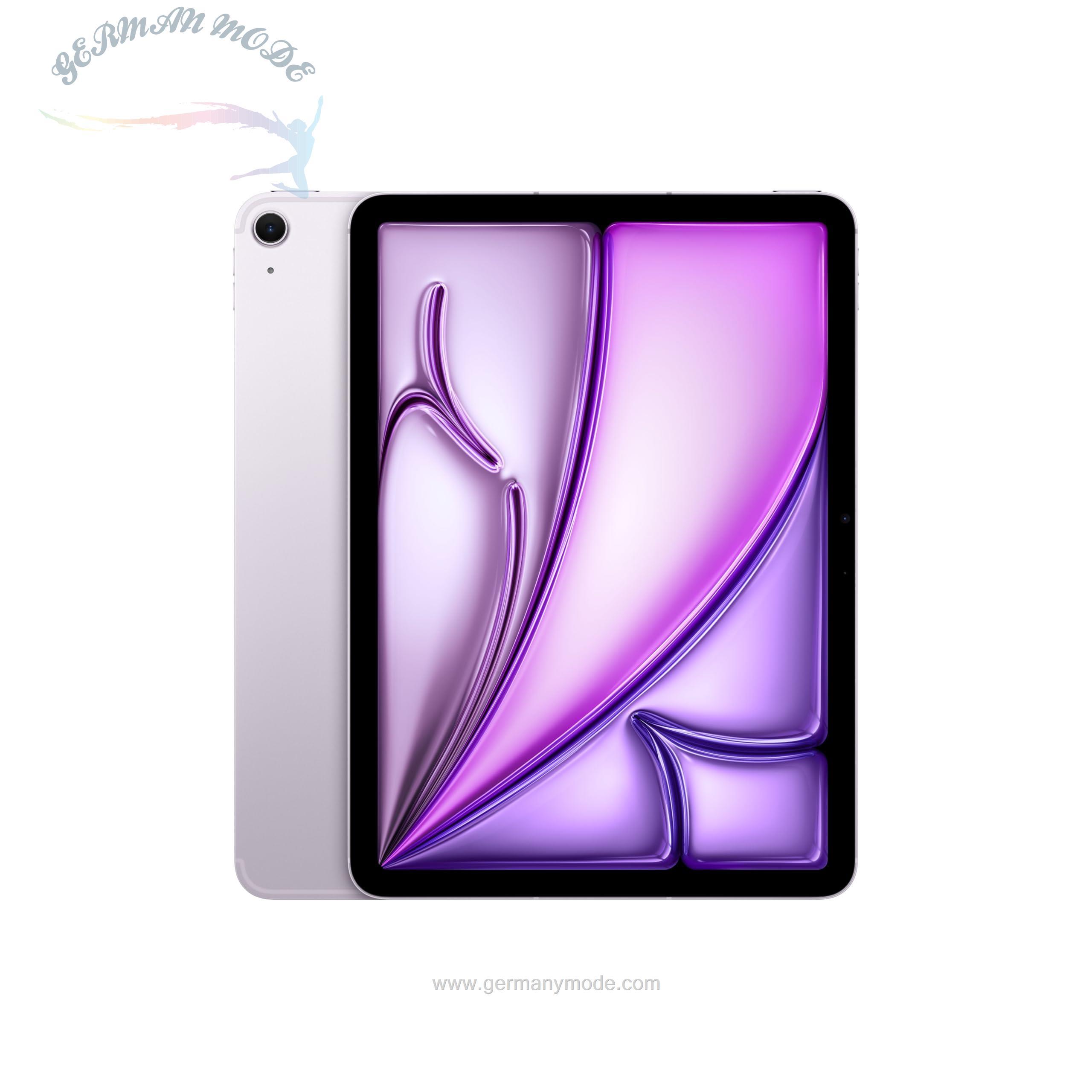 تبلت آیپد اپل اورجینال 11 اینچی iPad Air (M2): صفحه نمایش مایع شبکیه چشم، 128 گیگابایت، دوربین جلوی افقی 12 مگاپیکسلی/دوربین عقب 12 مگاپیکسلی، Wi-Fi 6E و 5G تلفن همراه با eSIM، Touch ID، باتری تمام روز - بنفش بنفش 128 گیگابایت Wi -Fi + تلفن همراه