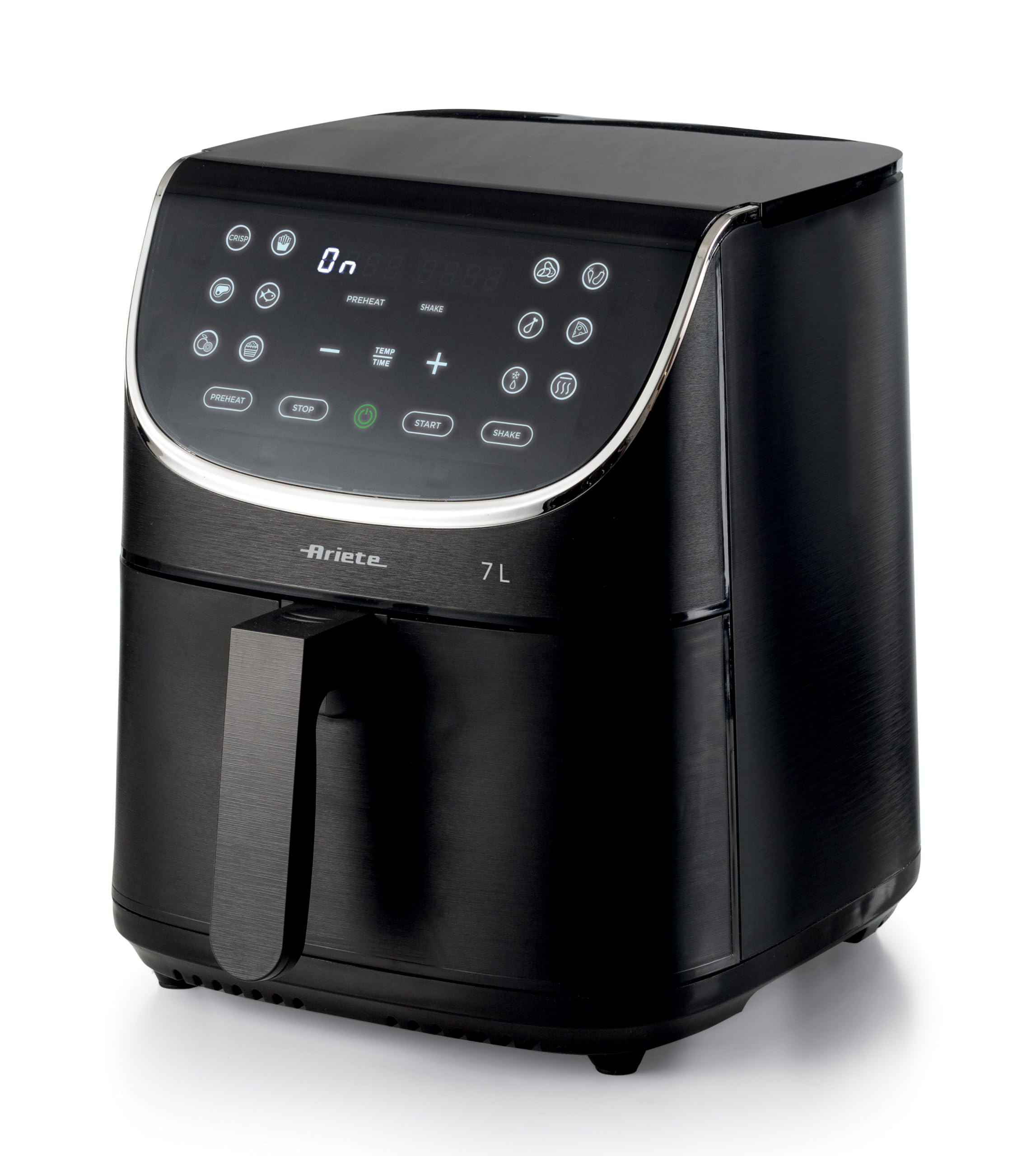سرخ کن Ariete Airy 7L 4627، سرخ کن با هوای گرم 7 لیتر، تایمر 60 دقیقه ای، LCD و صفحه نمایش لمسی با 12 سطح پخت، عملکرد Max Crisp، حداکثر دمای 200 درجه سانتی گراد، حداکثر ظرفیت 2 کیلوگرم، 1700 وات، مشکی