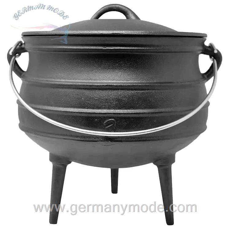 قابلمه 8 لیتری ته گرد پایه دار کلارشتاین آلمان Klarstein Beefalo Potjie Schmortopf Standfüße Größe L Potjies, Gusstopf Schwarz
