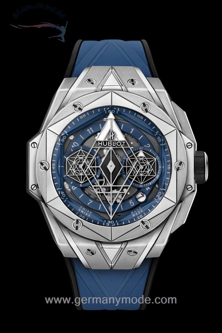 ساعت مچی مردانه هابلوت سوئیس HUBLOT SANG BLEU II TITANIUMBLUE 45MM
